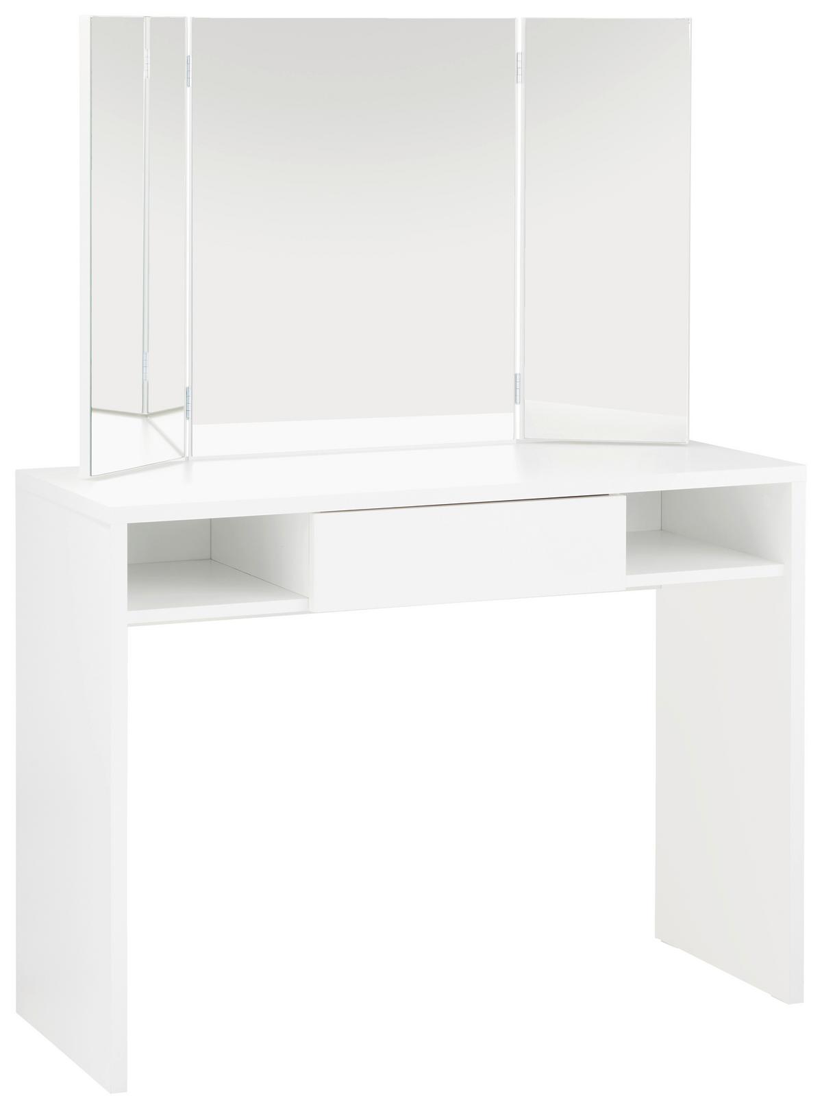 Schminktisch in Weiß BxHxT: ca. 100x135,8x41,6 cm - Weiß, MODERN, Holzwerkstoff (100/135,8/41,6cm)
