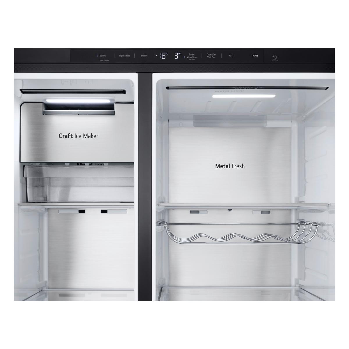 Kühl-Gefrier-Kombination LG Gsxe90evdd - Schwarz, Basics, Glas/Kunststoff (91.3/179/73.5cm)