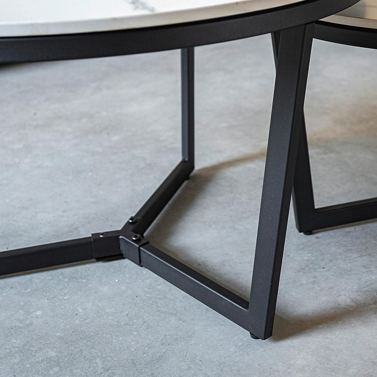 Couchtisch Ivan - Schwarz/Weiß, KONVENTIONELL, Stein/Metall (68,5/68,5/43cm) - MID.YOU