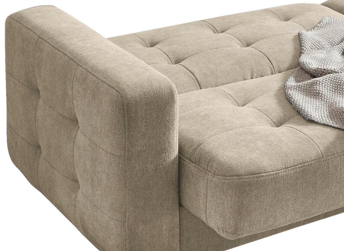 Pohovka s funkciou lôžka FJORD béžová - piesková/farba duba, Modern, drevo/kompozitné drevo (222/86/90cm) - MID.YOU