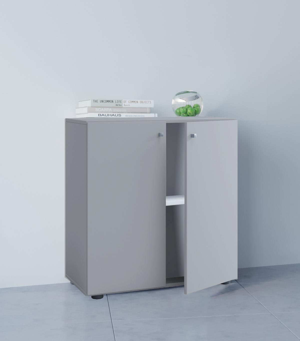 Aktenschrank Vandol Mini Grau Dekor B: 70 cm - Grau, Basics, Holzwerkstoff (70/74/39cm) - MID.YOU