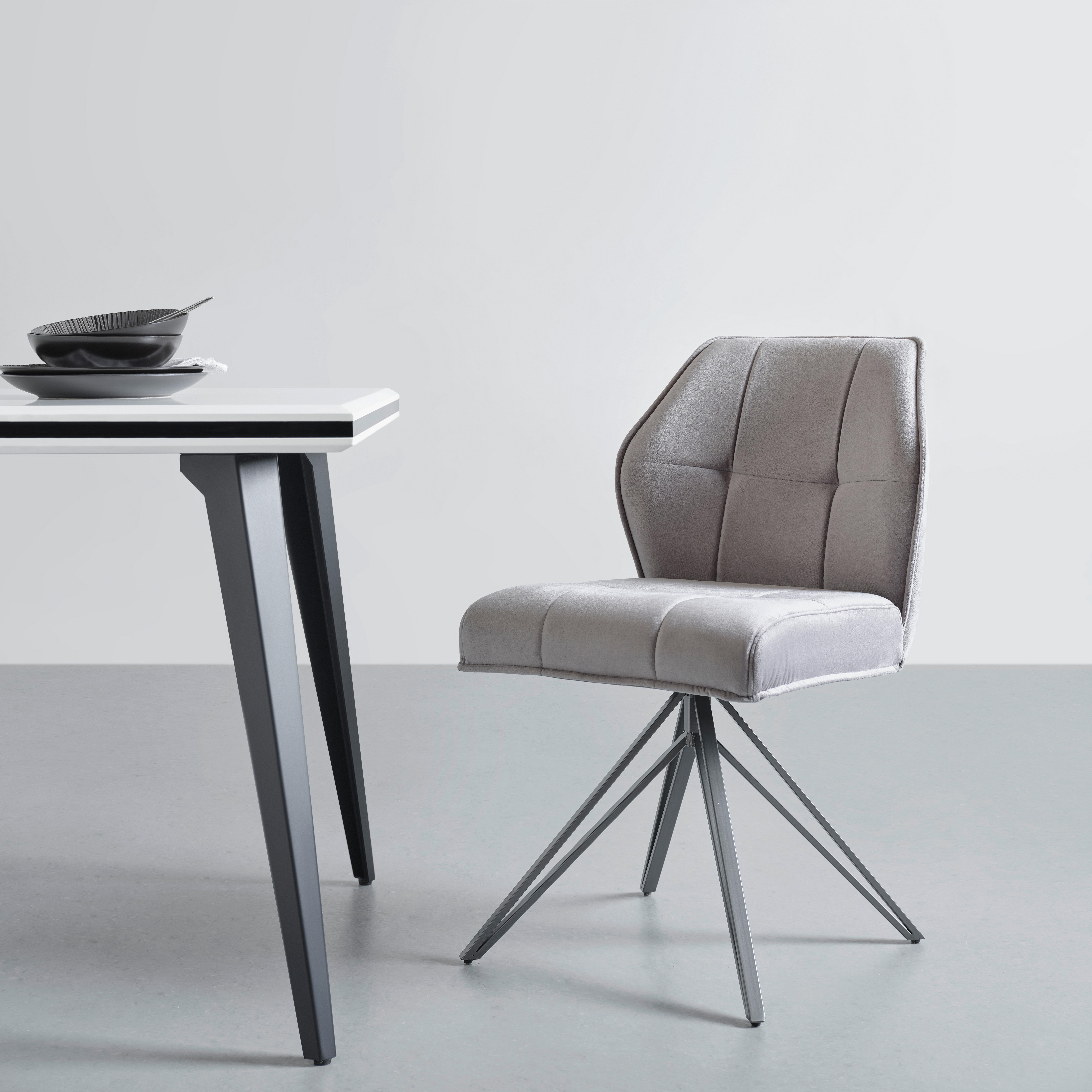 Stuhl Napoli - Grau, MODERN, Textil/Metall (50/83/62cm) - MID.YOU