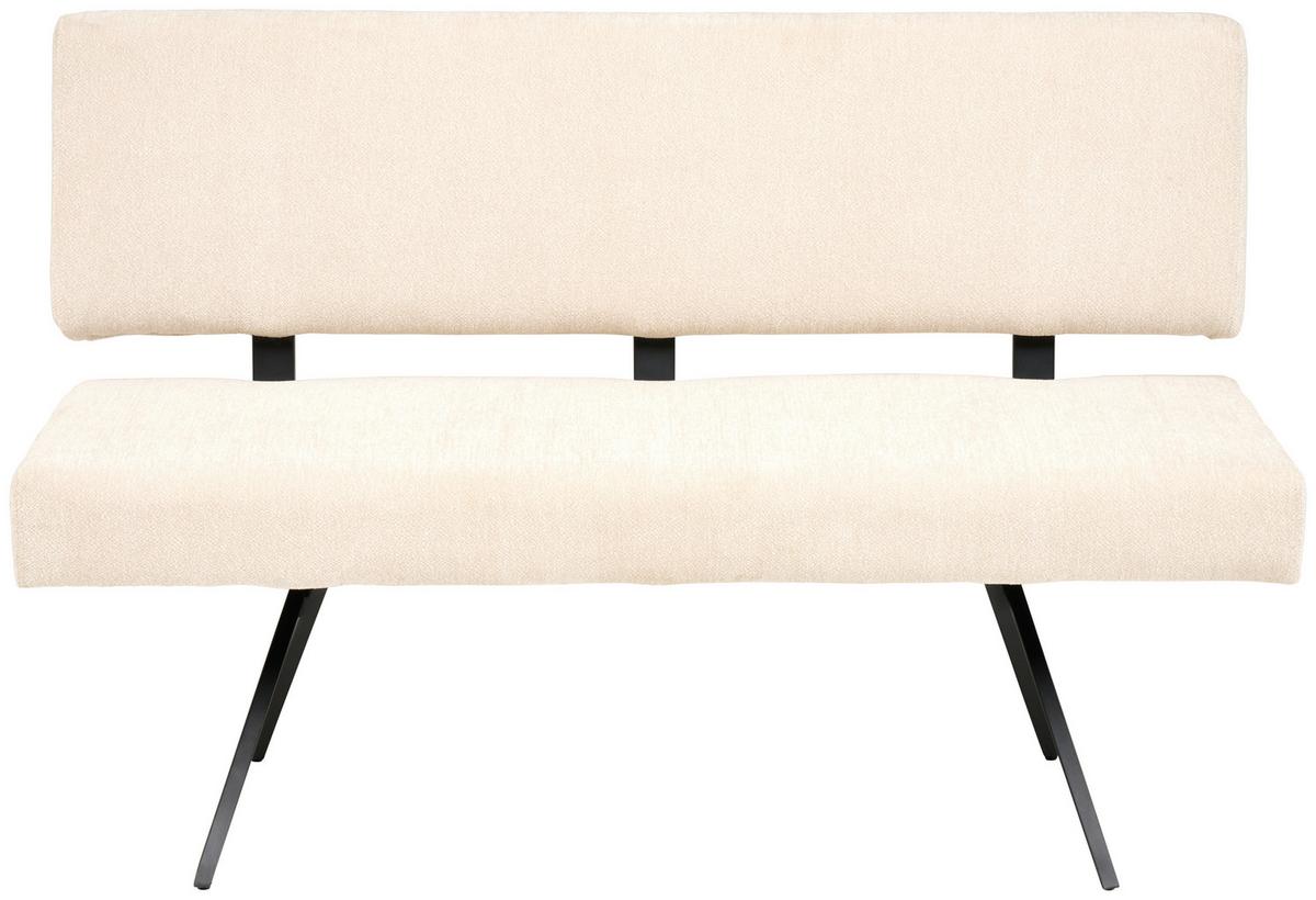 Sitzbank mit Lehne Chios Leinenoptik beige, B: 140cm - Beige/Schwarz, KONVENTIONELL, Textil/Metall (140/90/62cm) - Livetastic