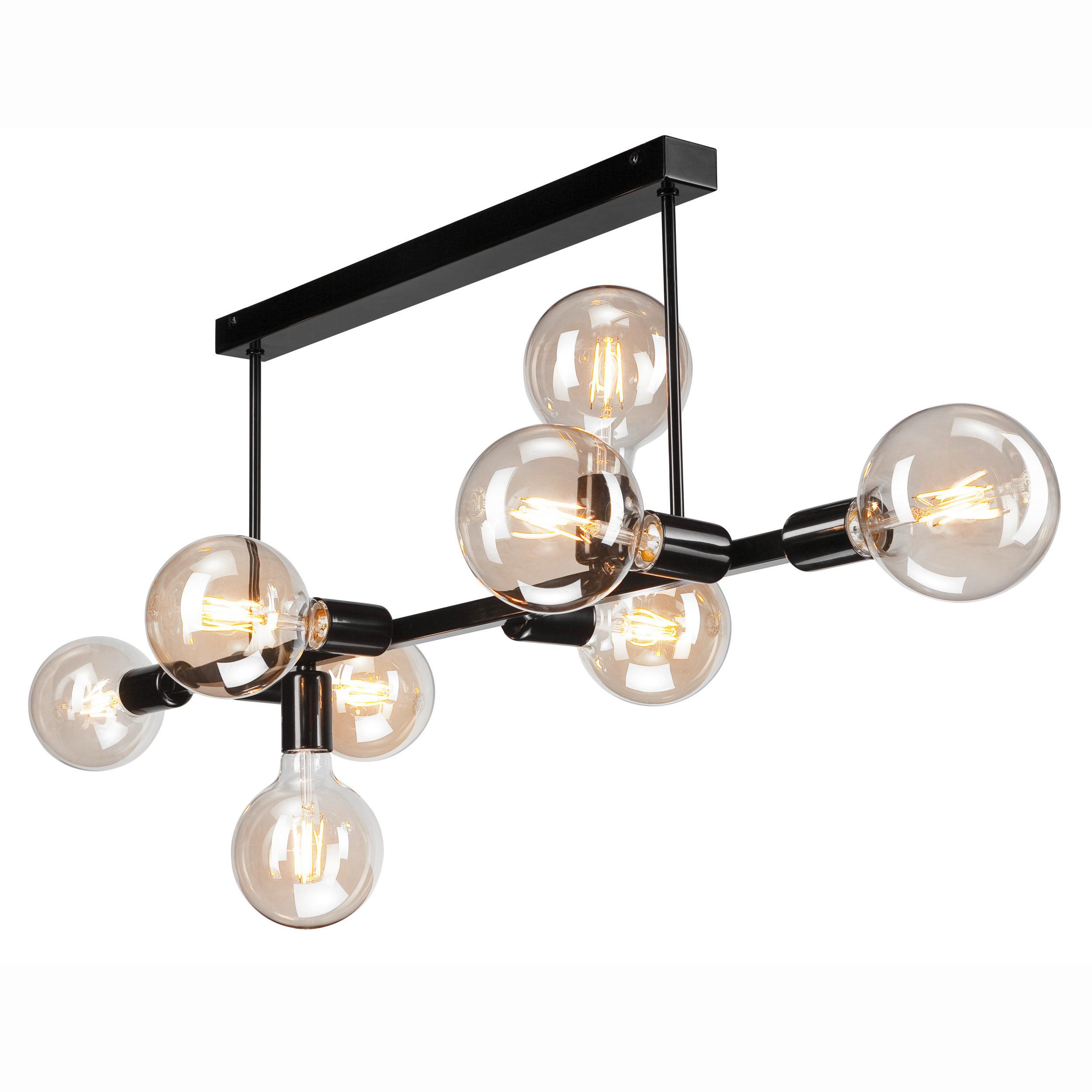 Deckenleuchte Astrid Schwarz Hochglanz B: 93 cm - Schwarz Hochglanz, Basics, Glas/Metall (39/93/39cm)