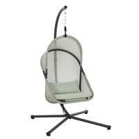 Hängesessel Mit Gestell Mit Sitz- Und Rückenkissen - Anthrazit/Grün, KONVENTIONELL, Kunststoff/Textil (123/192/102cm) - Siena Garden