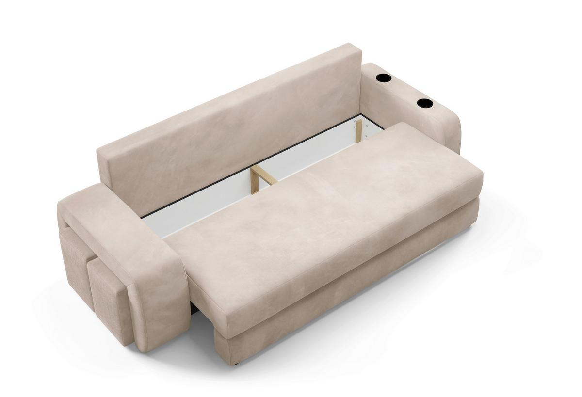 Schlafsofa Ines Beige B: 258cm - Beige/Schwarz, Design, Textil (258/98/95cm) - Livetastic