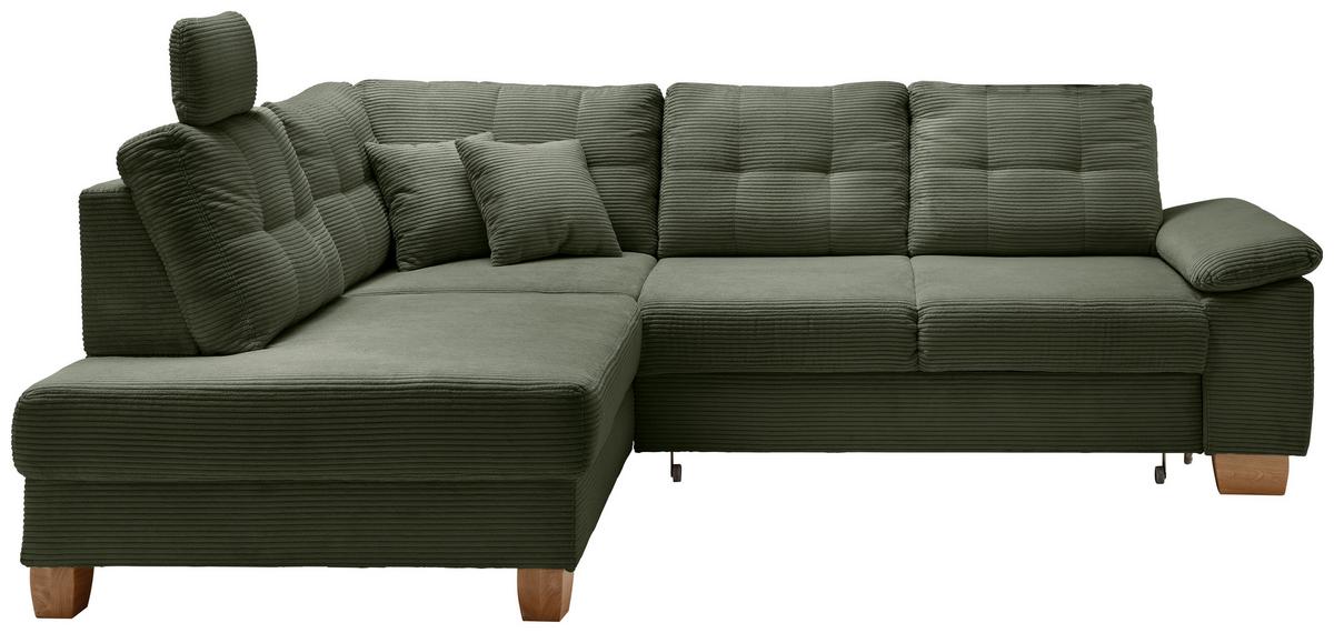 Ecksofa Brizzini Dunkelgrün S: 206x274 Cm - Dunkelgrün/Naturfarben, MODERN, Textil (206/274cm) - Livetastic