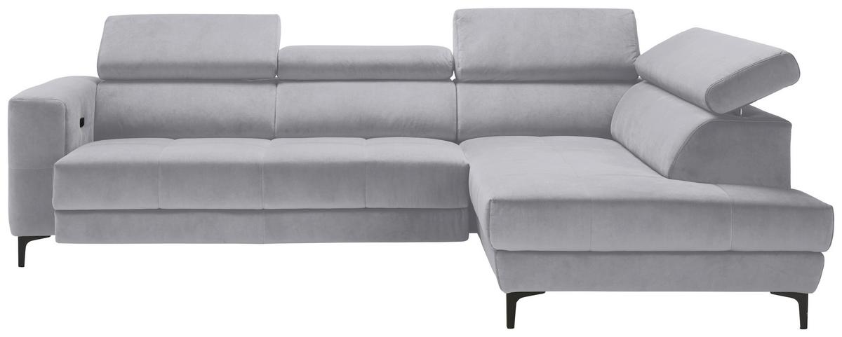Rohová sedačka EMMA, pravá, šedobílá,op.hl.,USB,el.výsuv - černá/šedobílá, Moderní, textil (301/210cm) - Premium Living