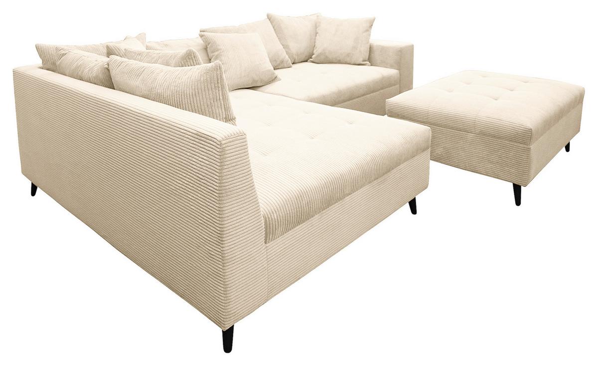 Ecksofa Pruno, Creme S: 174x247 Cm - Creme/Schwarz, Design, Textil (174/247cm) - MID.YOU