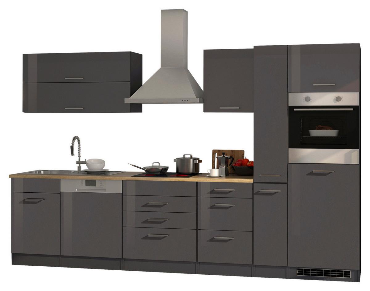 Küchenblock Mailand Graphitfarben B: 330cm - Graphitfarben/Sonoma Eiche, MODERN, Holzwerkstoff (330cm) - Held