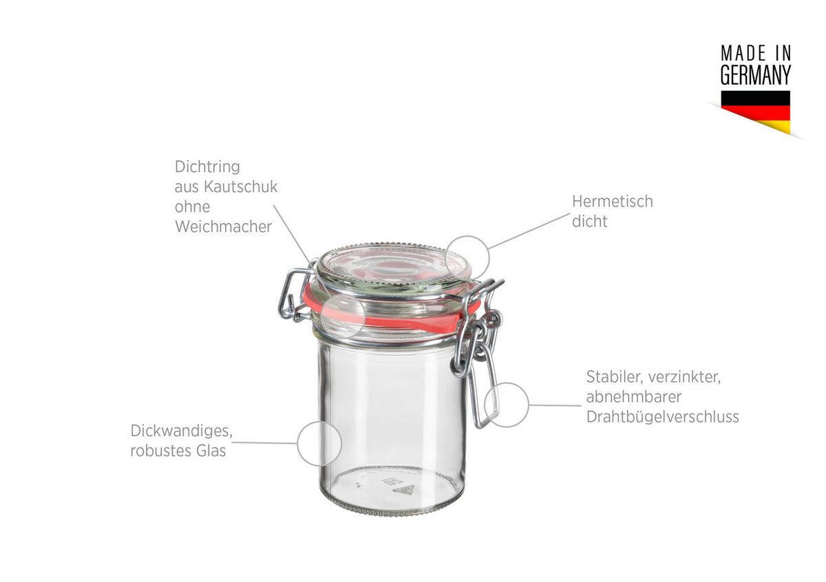 Einmachglas 6er-set Ca. 212ml, Mit Bügelverschluss - Transparent, Basics, Glas (6/10/6cm) - Mäser