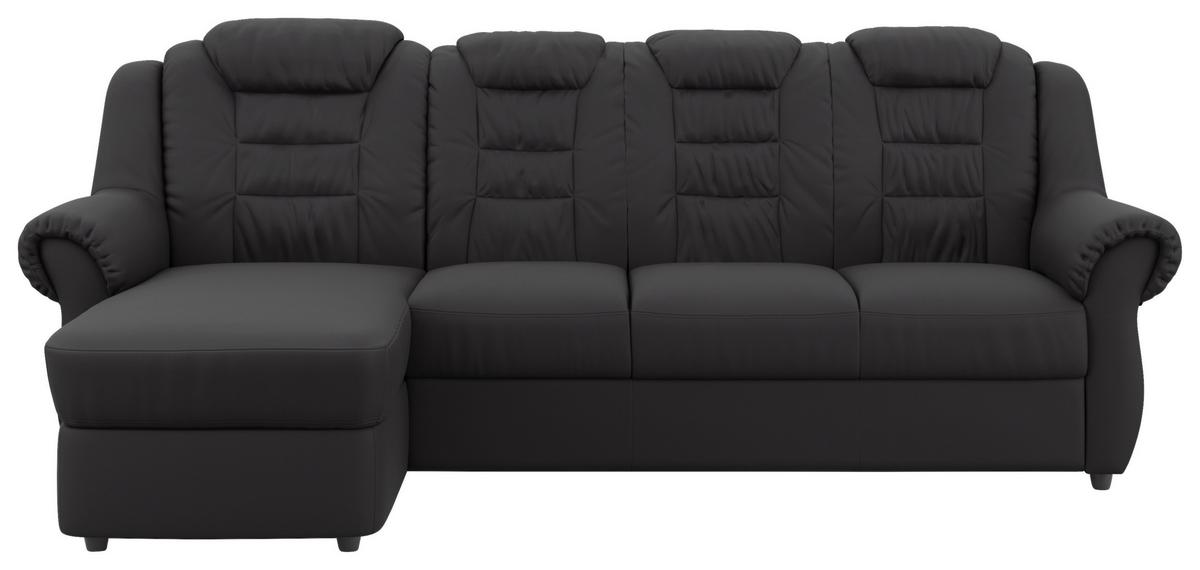 Ecksofa Boston Schwarz Lederlook - Schwarz, KONVENTIONELL, Textil (165/262cm) - Livetastic