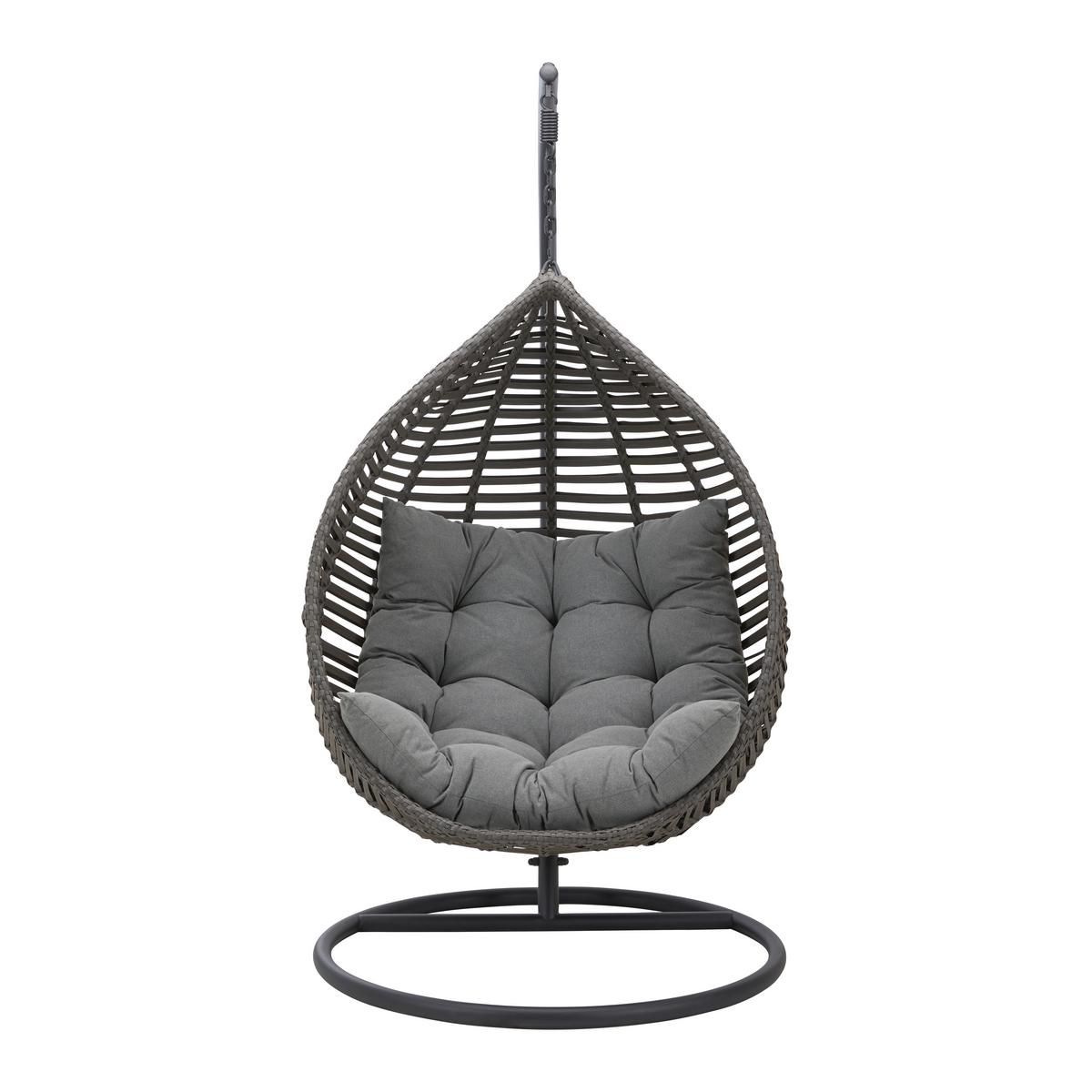 Závesné kreslo NANCY - čierna/tmavosivá, Modern, kov/textil (105/196/120cm) - Bessagi Garden