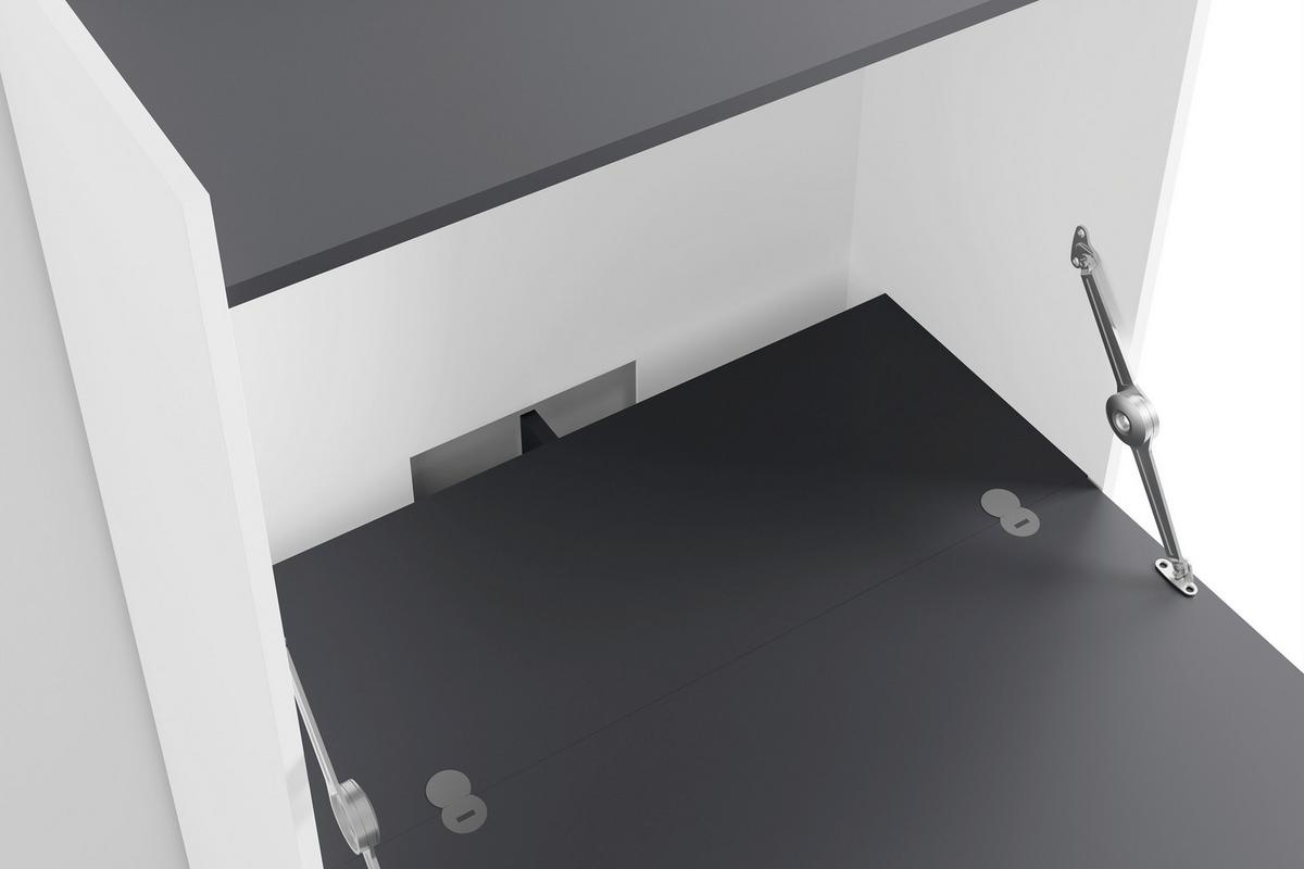 Sekretär Hannes B: 80 cm inkl. Stauraum, Schwarz, Weiß - Schwarz/Weiß, Design, Holzwerkstoff (80/141/40cm) - MID.YOU