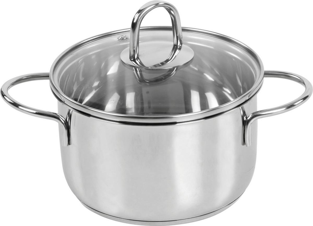 Kochtopfset Jörg 14 -teilig. Edelstahl, Mit Deckel - Klar/Edelstahlfarben, KONVENTIONELL, Glas/Metall - James Wood