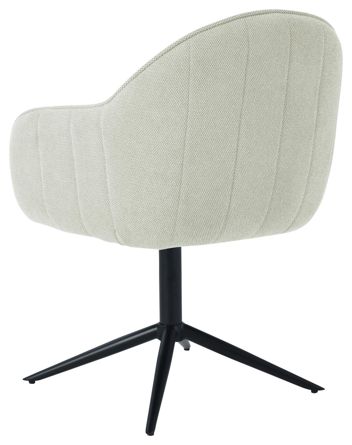 Armlehnstuhl Amara Leinenoptik Beige, B: 60 cm - Beige/Schwarz, KONVENTIONELL, Holz/Textil (60/81/62cm) - MID.YOU