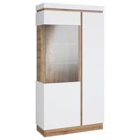 Vitrin Calabria - tölgyfa színű/fehér, Trend, faalapú anyag/Üveg (103,6/200,5/40cm)