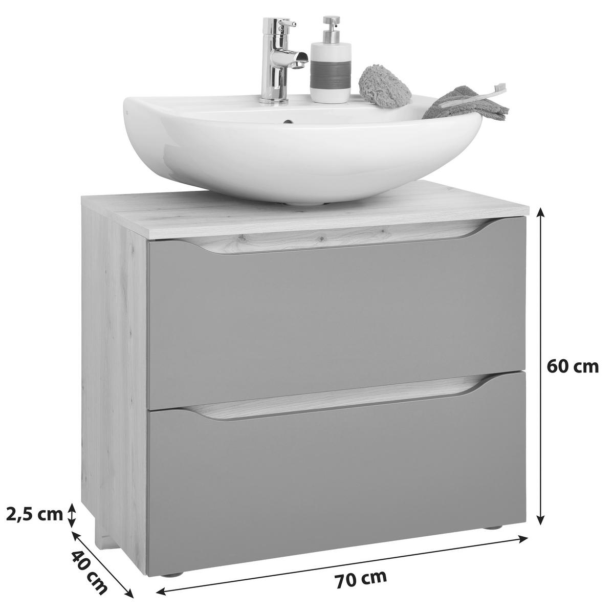 SKRINKA POD UMÝVADLO GIGA - čierna/farba duba, Modern, kompozitné drevo/plast (70/60/40cm)
