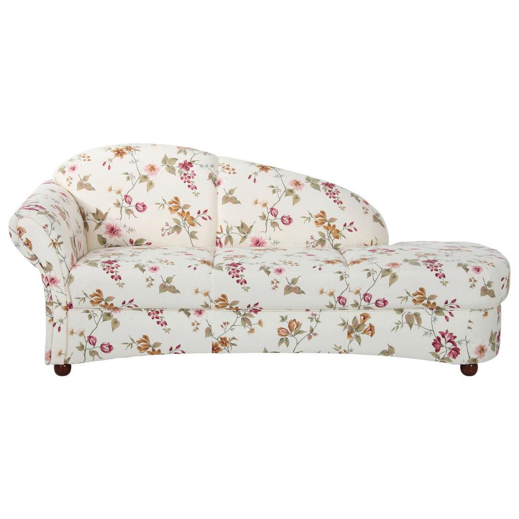 Recamiere Corona Rot/Weiß Blumen Design, Rücken echt