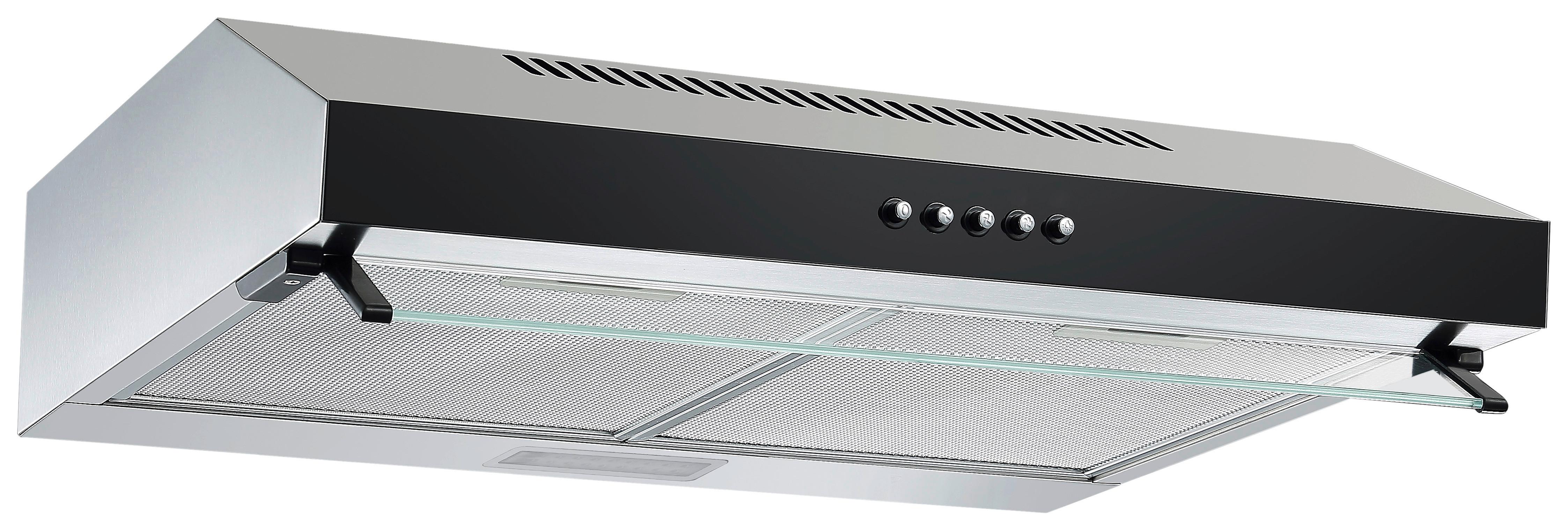 Dusntabzugshaube Respekta Schwarz/Edelstahl B: 60 cm LED - Edelstahlfarben/Schwarz, Trend, Glas/Metall (60/13/50,3cm) - Respekta