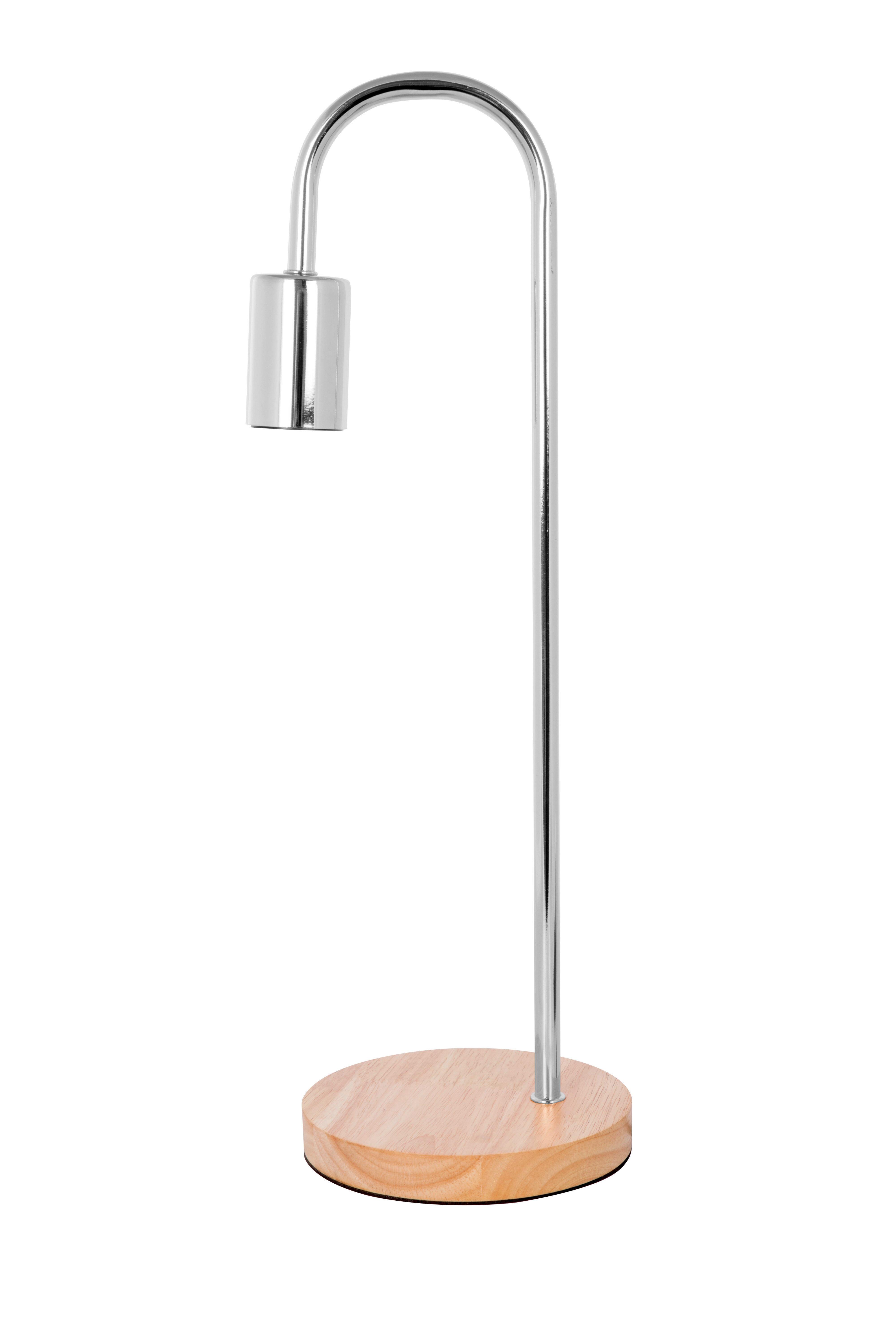 TISCHLEUCHTE Chromfarben, E27, 40W - Chromfarben, Trend, Holz/Metall (15/47/15cm) - Kayoom