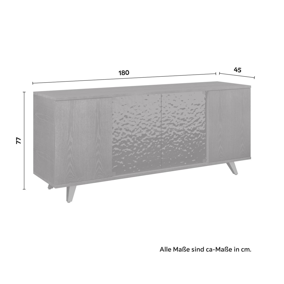 Široká komoda Zelia, š: 180 cm - černá/hnědá, Moderní, kov/dřevo (180/77/45cm) - Bessagi Home