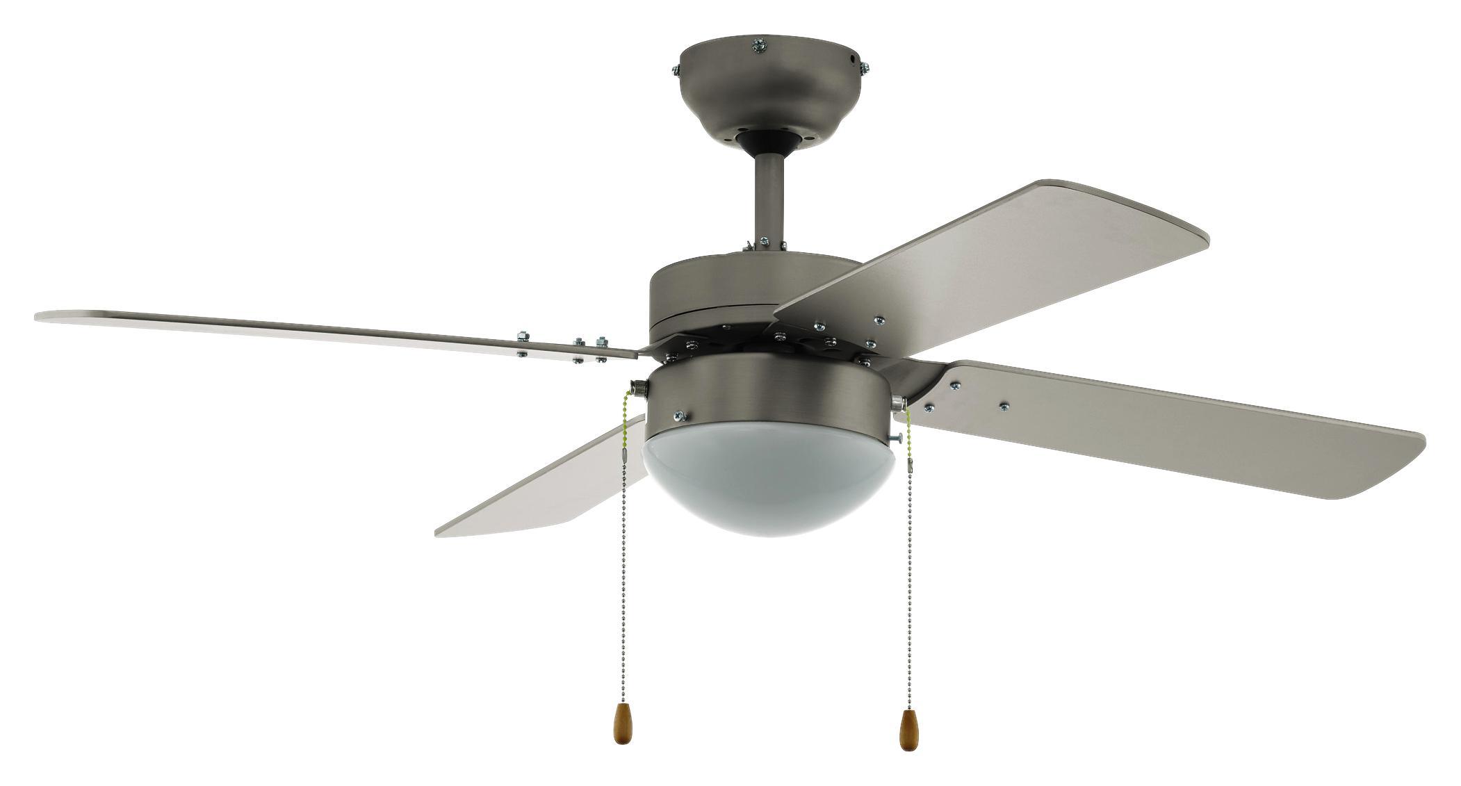 Deckenventilator Gelsina - Silberfarben/Nickelfarben, MODERN, Holz/Metall (106,6/33,7cm)