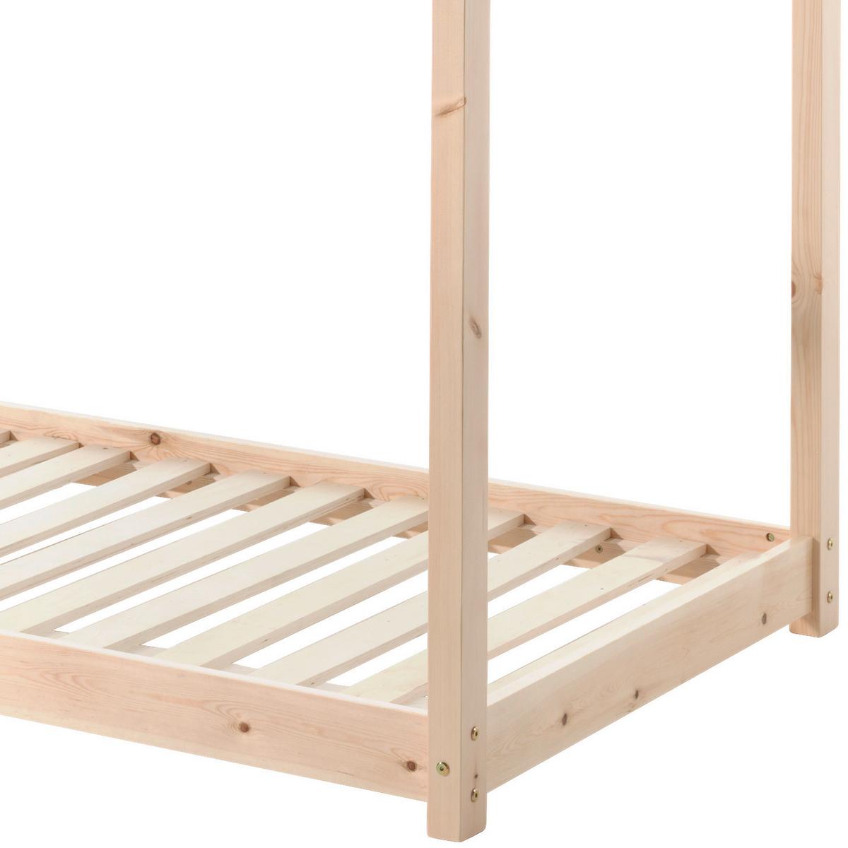 Hausbett Cabane 90x200 Cm Kiefer Echtholz Natur - Kieferfarben, MODERN, Holz (90/200cm) - Vipack