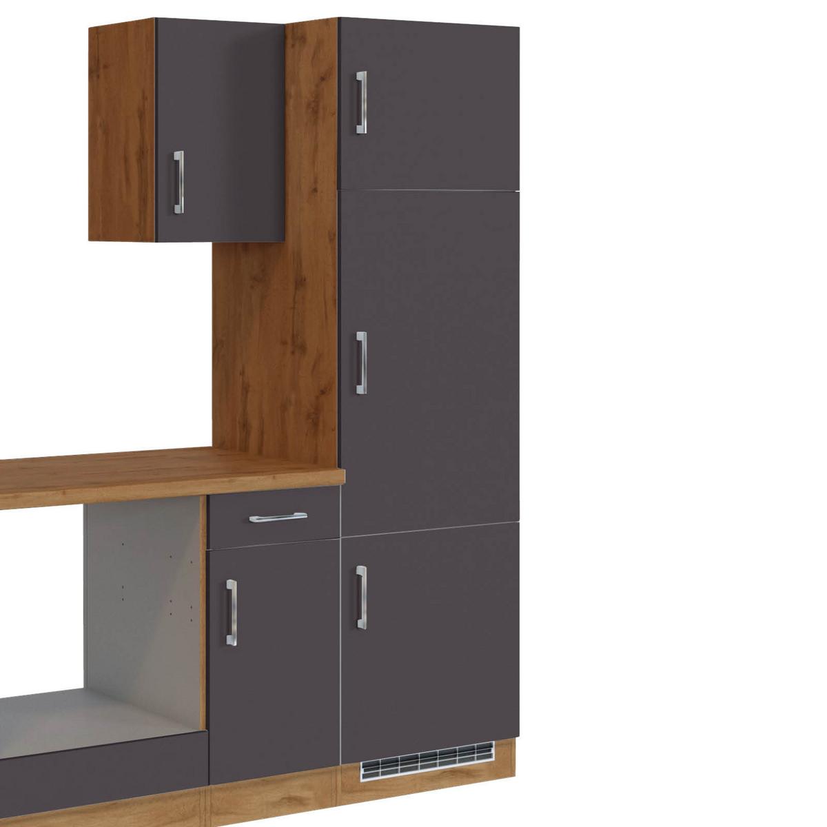 Küchenzeile Sorrento Mit Geräten B: 270 cm Anthrazit - Eichefarben/Anthrazit, MODERN, Holzwerkstoff (270/200/60cm) - Held