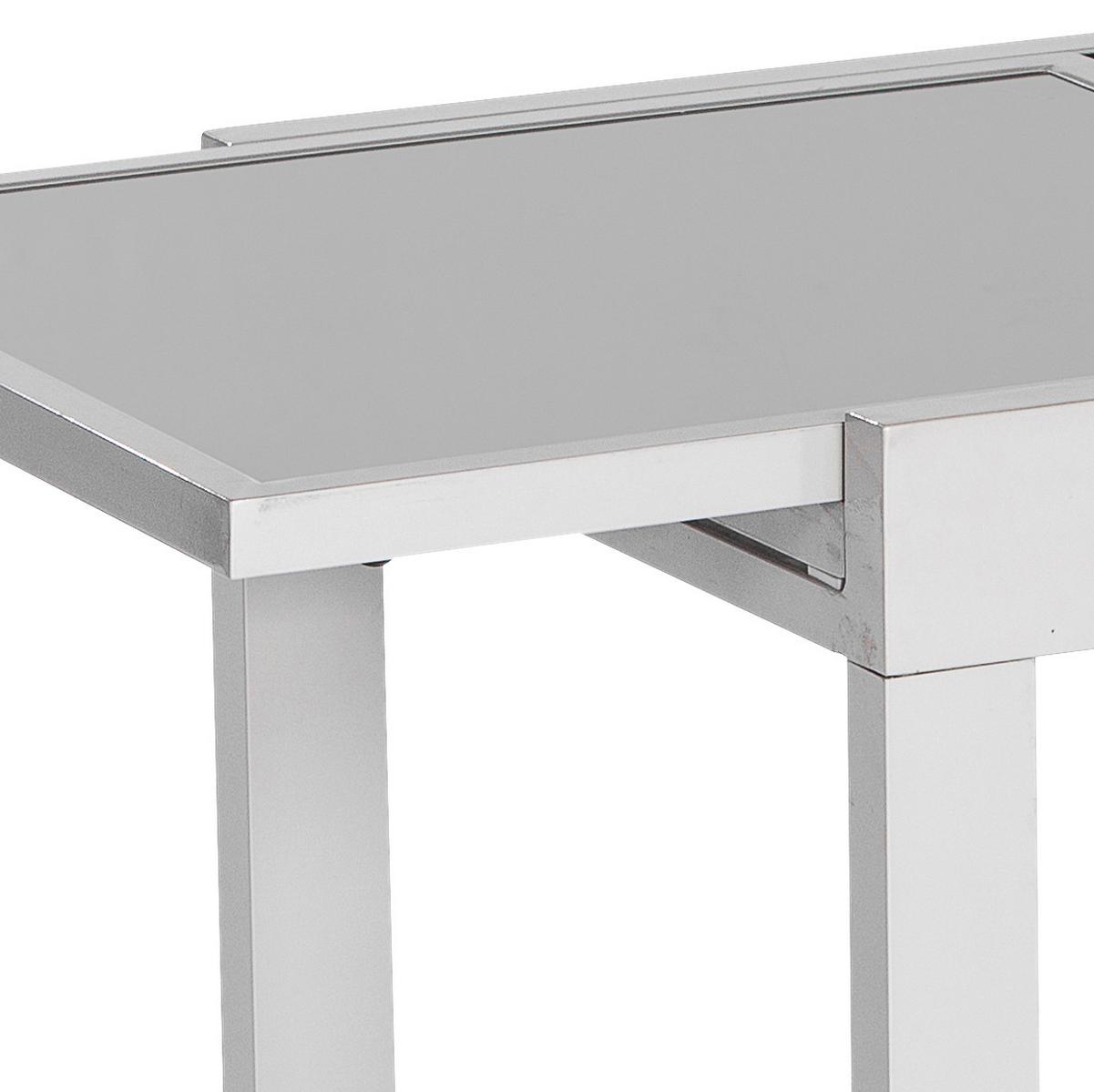 Balkontisch Ausziehbar Ambia Garden Metall/glas 65 Cm - Silberfarben, KONVENTIONELL, Glas/Metall (65/65/75cm) - Gardenson