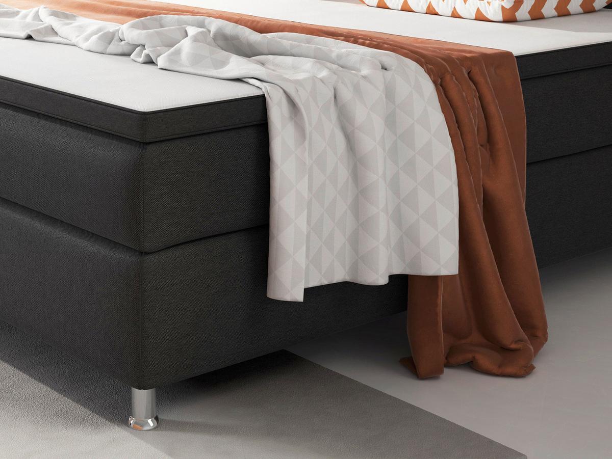 Boxspringbett mit Topper 180x200 cm Berlin F - Silberfarben/Schwarz, KONVENTIONELL, Textil (180/200cm) - MID.YOU