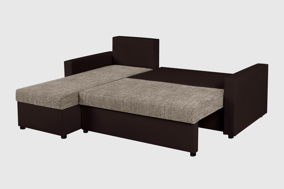 Ecksofa Hit Cappuccino/Mokka S: 147x228 cm - Schwarz/Mokka, Design, Holzwerkstoff/Textil (147/228cm) - P & B