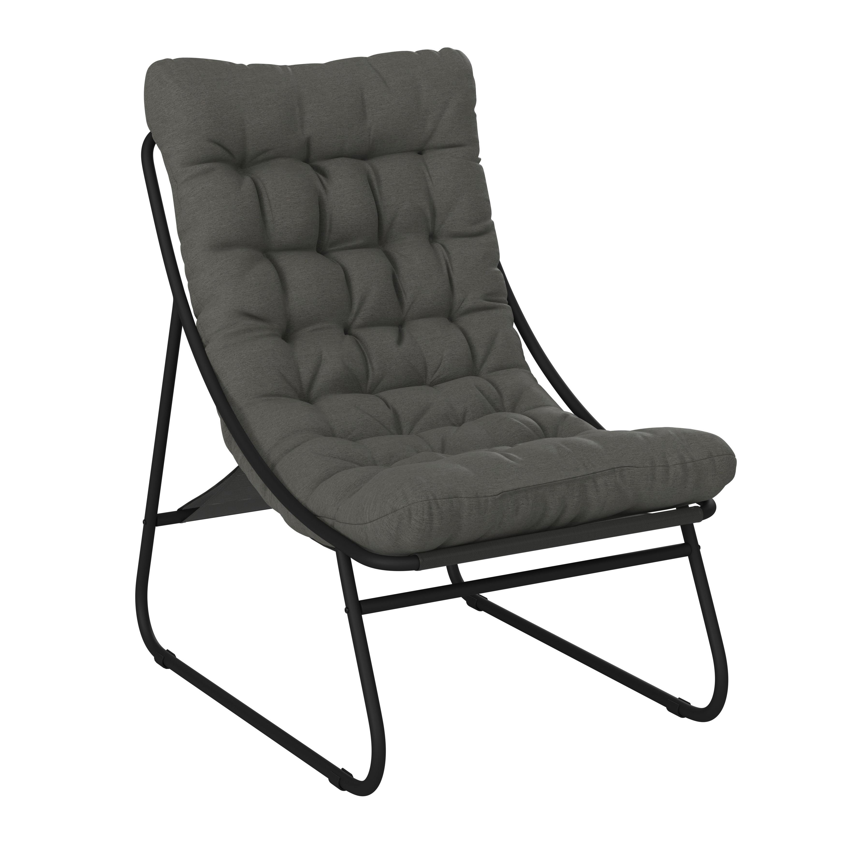 Gartensessel Nora Metall/Textil - Dunkelgrau/Grau, MODERN, Textil/Metall (62/85/87cm) - Luca Bessoni