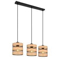 Hängeleuchte 15650-3h - Dunkelbraun/Schwarz, Design, Holz/Holzwerkstoff (75/18/120cm) - Globo