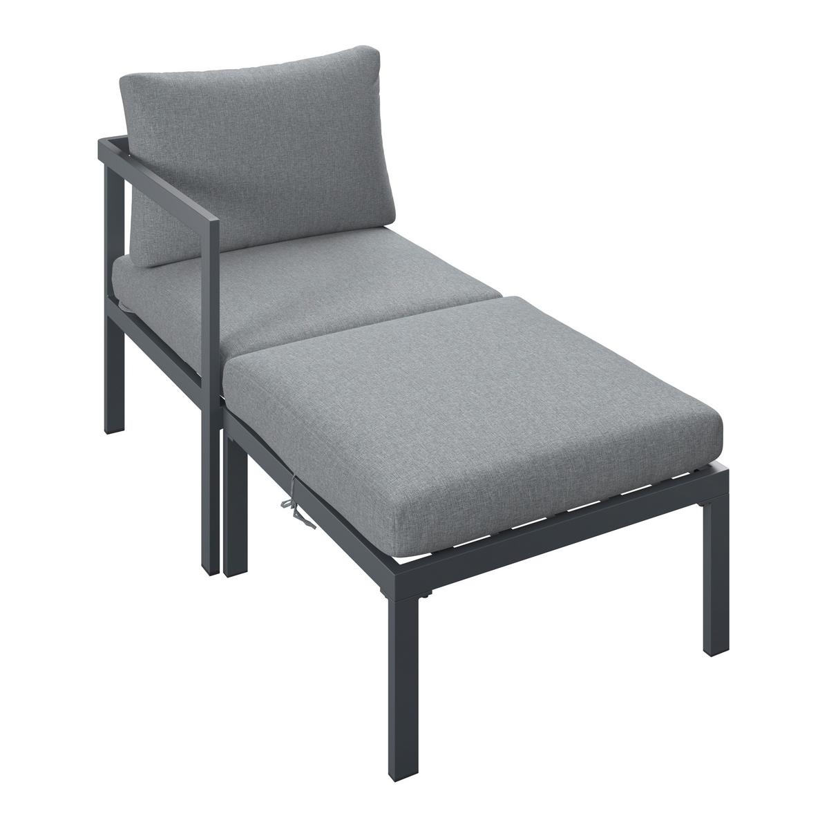 Loungegarnitur Basel - Dunkelgrau/Naturfarben, MODERN, Kunststoff/Textil - Beldano