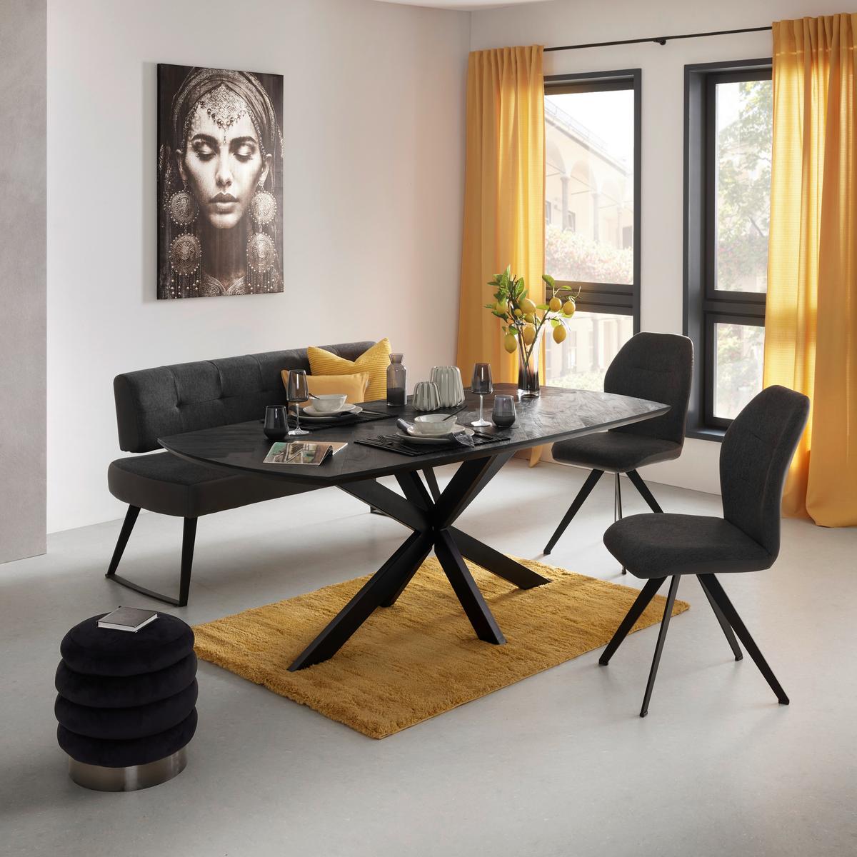 Jedálenský stôl dyha PUEBLO 180 - čierna/antracitová, Modern, kov/drevo (180/76/90cm) - Premium Living