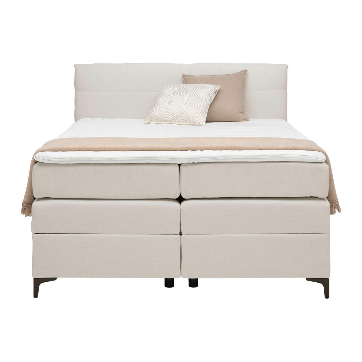 Boxspringová postel BARI 140/200, krémová - černá/krémová, Konvenční, kov/textil (140/200cm) - Mömax