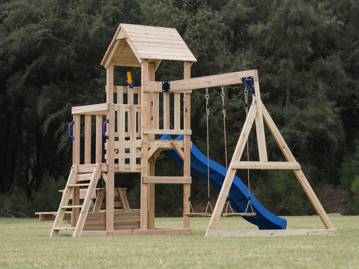 Spielturm A030.501.00 - Blau, KONVENTIONELL, Holz (366/267/383cm) - Ambia Garden