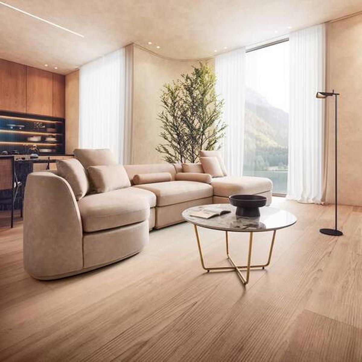 Sedací souprava Anna béžová - bílá/béžová, Moderní, dřevo/textil (360/71/134cm) - Bessagi Home