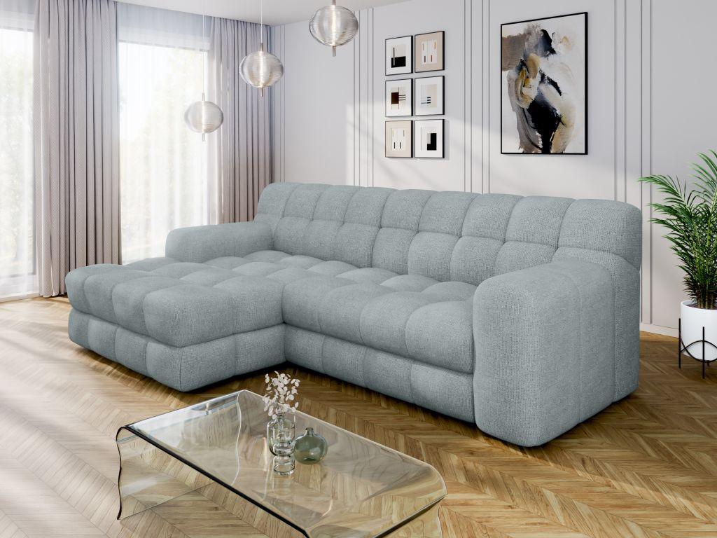 Dizajnová sedačka KARL, ľavá, modrosivá - čierna/modrosivá, Modern, textil/plast (169/287cm) - Bessagi Home