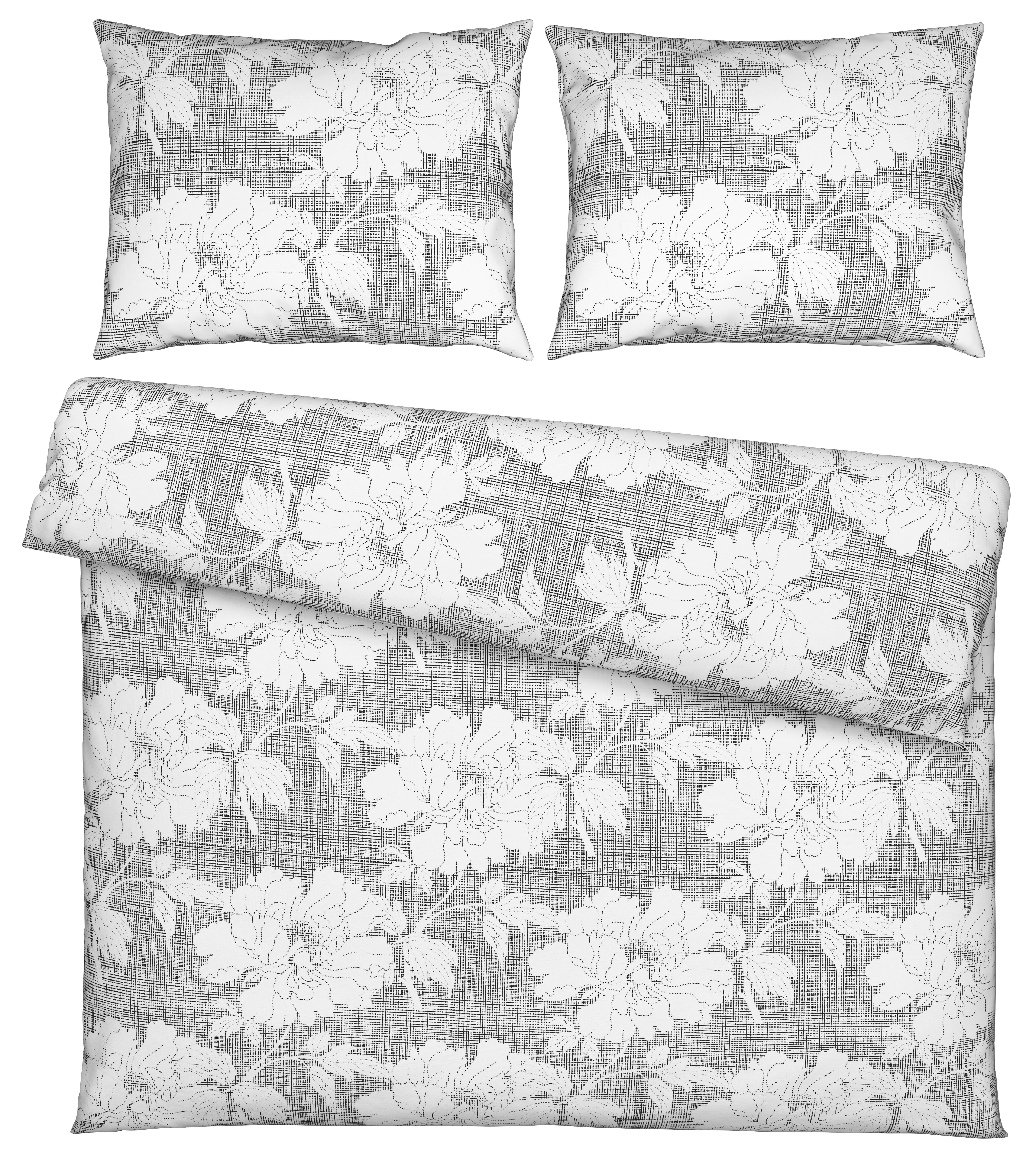 Povlečení Gundi XXL, 2x70/90 200/220cm - bílá/černá, Romantický / Rustikální, textil (200/220cm) - Mömax