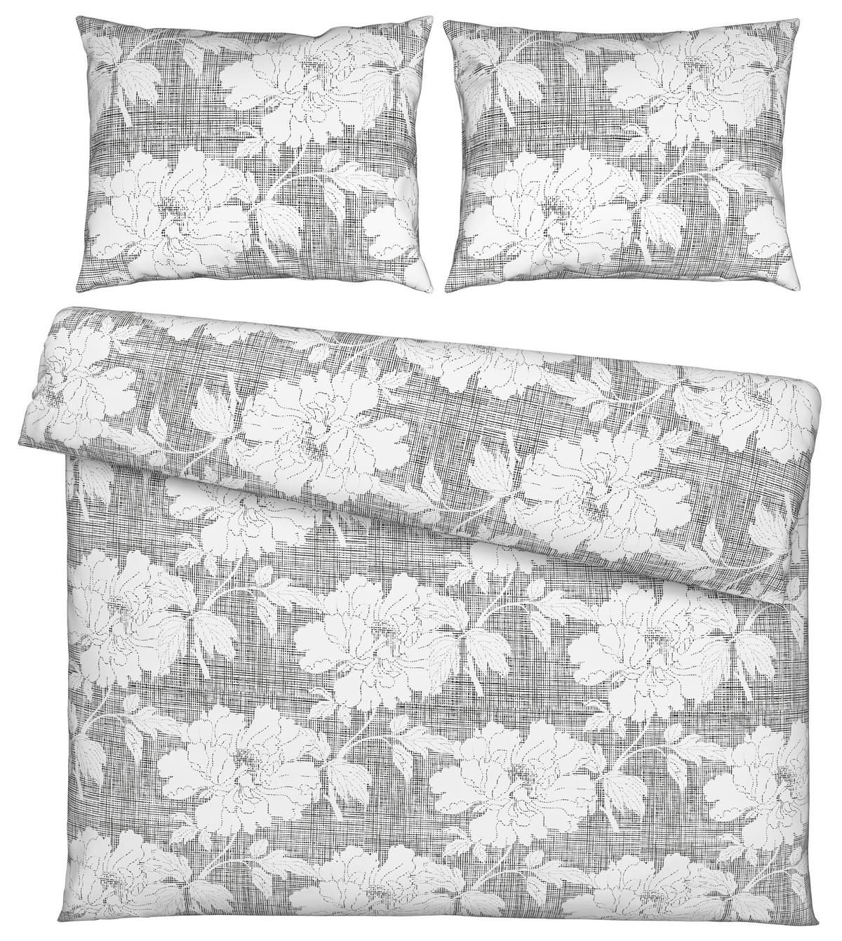 Povlečení Gundi XXL, 2x70/90 200/220cm - bílá/černá, Romantický / Rustikální, textil (200/220cm) - Mömax