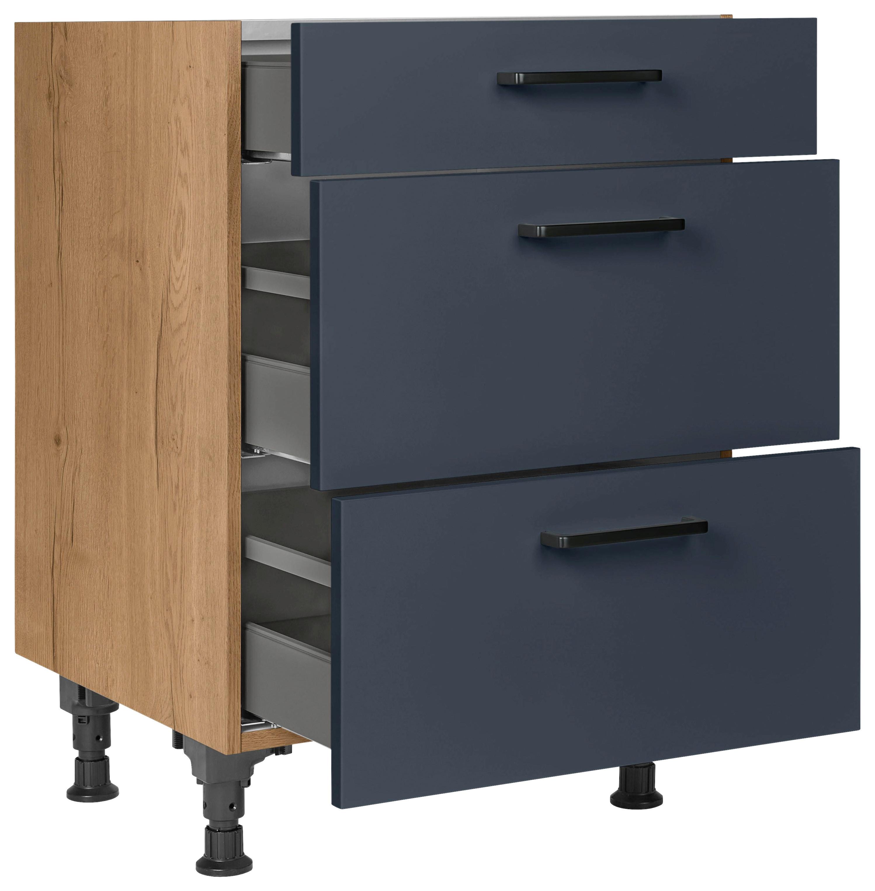 Schubkastenunterschrank Easytouch - Blau/Eichefarben, MODERN, Holzwerkstoff (60/87/56cm) - Nobilia