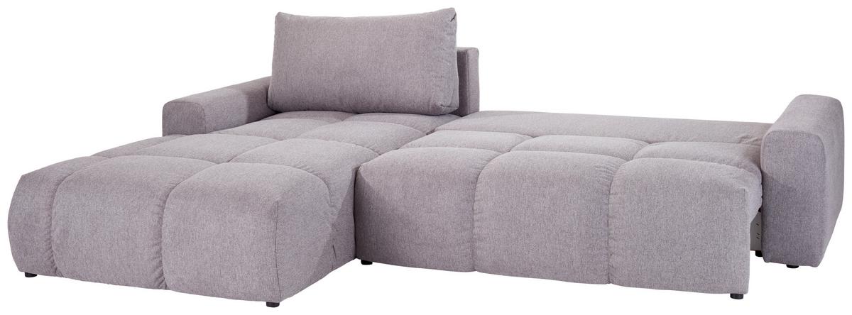 Ecksofa Atlantic Mit Schlafftunktion und Bettkasten - Schwarz/Grau, Design, Textil (214/305cm) - Luca Bessoni