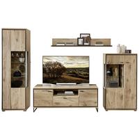 Wohnwand Ruben - Eichefarben/Schwarz, KONVENTIONELL, Glas/Holzwerkstoff (330/205/49cm) - Livetastic