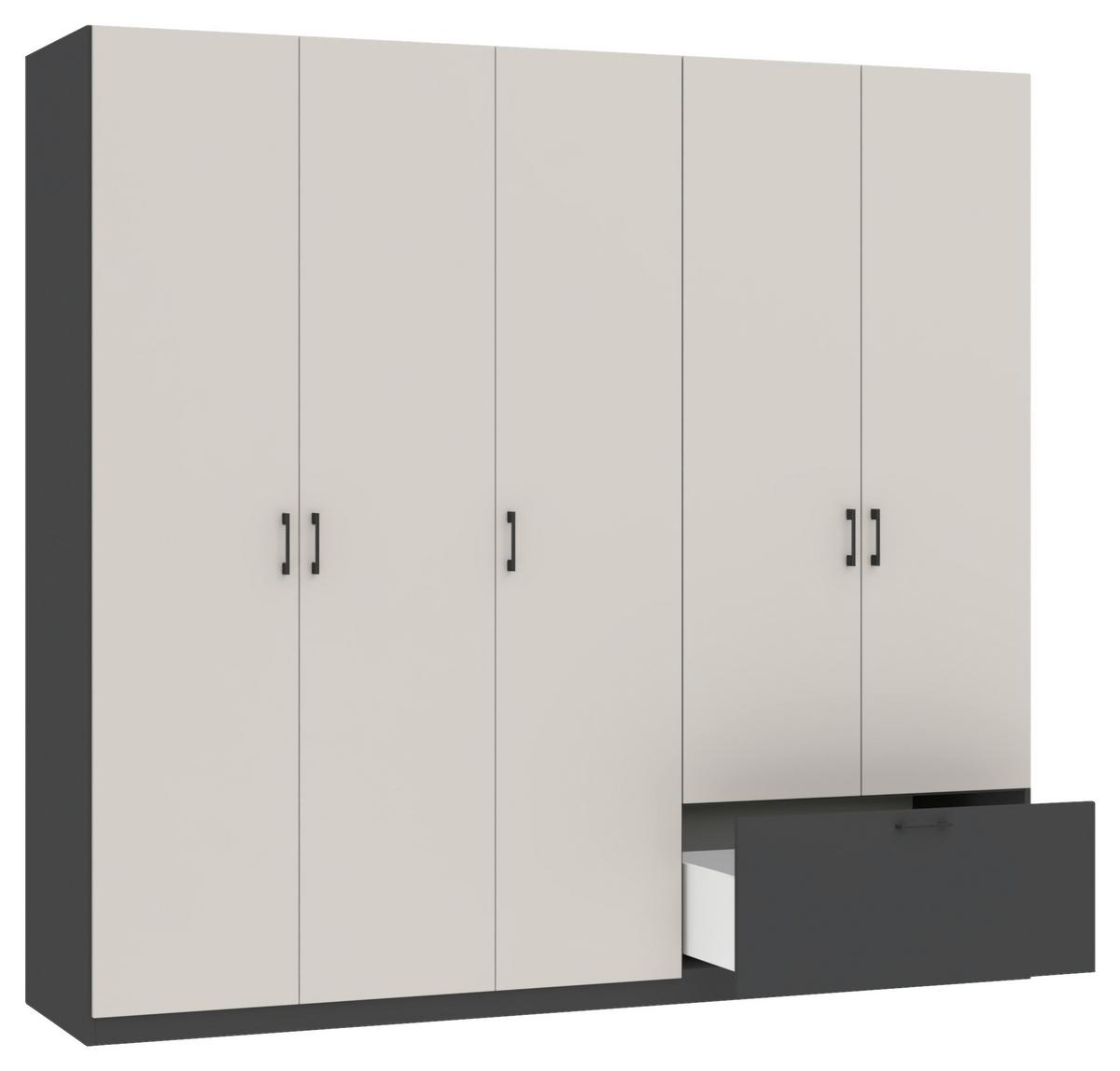 Drehtürenschrank Mit Schublade 225cm Mila Kaschmir/anthrazit - Kaschmir/Anthrazit, KONVENTIONELL, Holzwerkstoff (225/210/54cm)