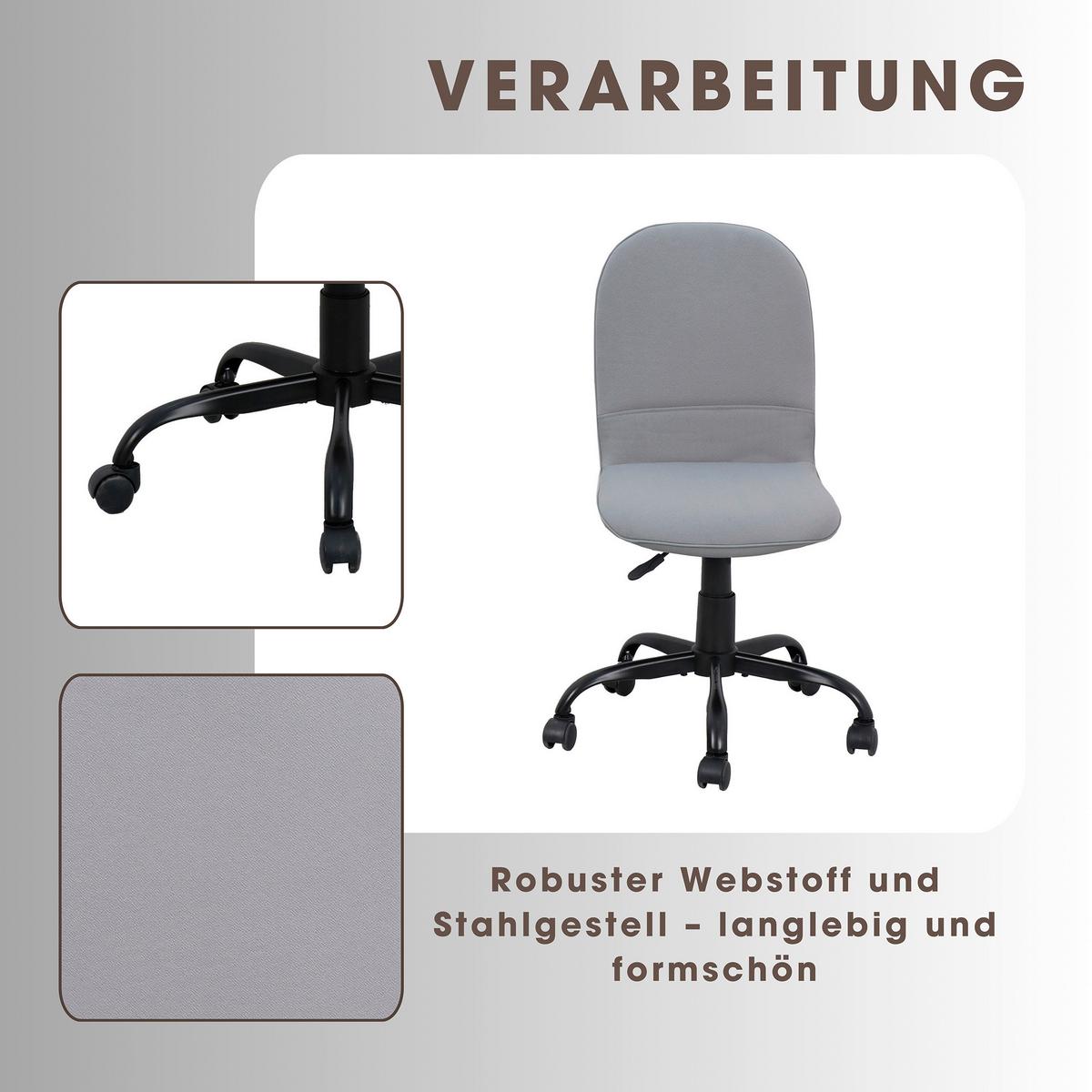 Drehstuhl Trolly - Schwarz Hochglanz/Hellgrau, MODERN, Kunststoff/Textil (42/95/54cm) - MID.YOU