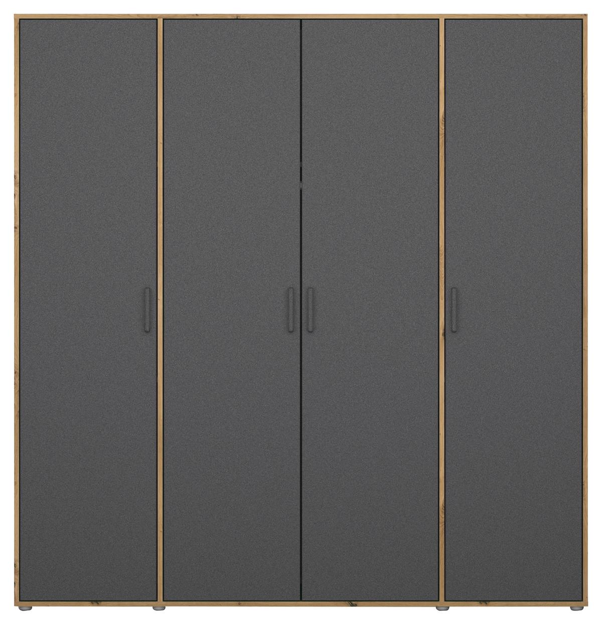 Drehtürenschrank Voyager Eiche Artisan,grau B: 187 Cm - Eiche Artisan/Grau, MODERN, Holzwerkstoff (187/194/53cm) - Rauch Möbel