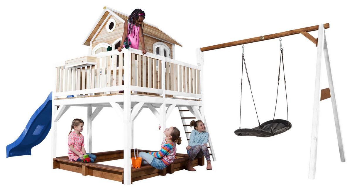 Spielturm A030.158.31 - Blau/Braun, KONVENTIONELL, Holz (613/291/277cm) - Ambia Garden