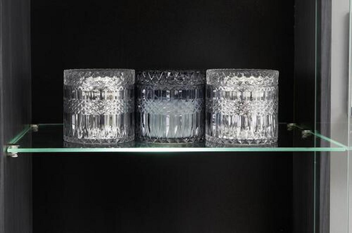 Wohnwand Modern 4 -Teilig. mit Led Concerto, Weiß/Schwarz - Silberfarben/Schwarz, MODERN, Glas/Holzwerkstoff (308/190/41cm)